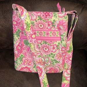 Pink & green floral Vera Bradley crossbody bag